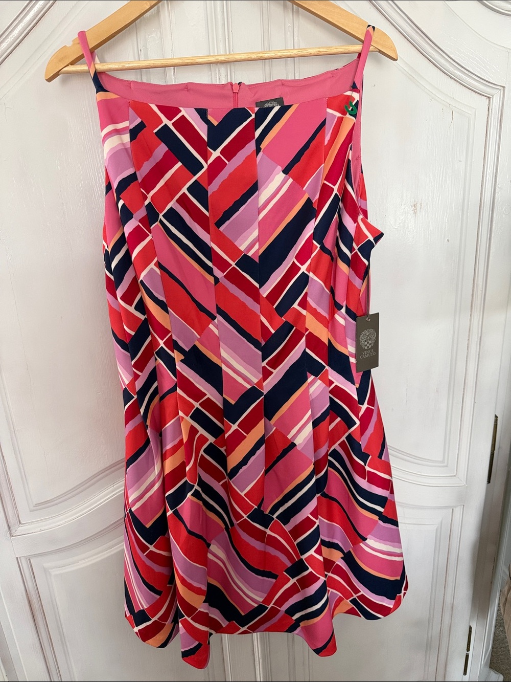 NWT Vince Camuto Geometric Abstract Print Fit & Flare Dress Colorful Size 16